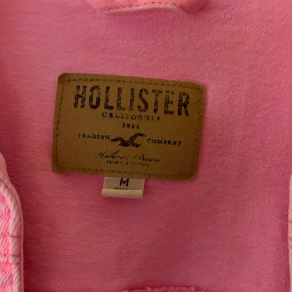 VTG Hollister Bright Pink Cropped Denim Jacket - Picture 2 of 7